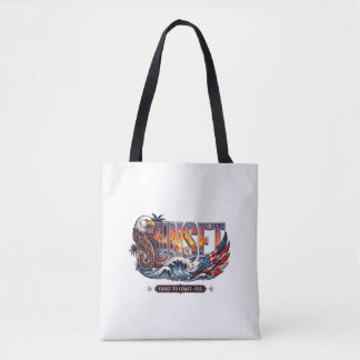 Bolsa Tote Águia e Bandeira Americana Vintage "PÔR DO SOL" On