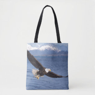 Bolsa Tote águia-pescadora, Haliaeetus leucocephalus, em voo 