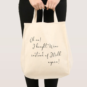 Bolsa Tote Ah não! Saco de Compras com Letra Divertida Vinho
