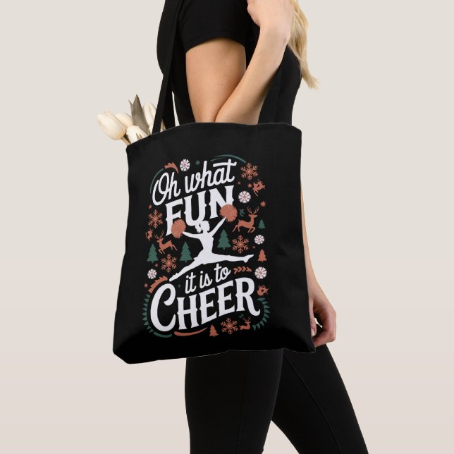 Bolsa Tote Ah Que Diversão É Torcer Feio Cheerleading Natal (Close Up)