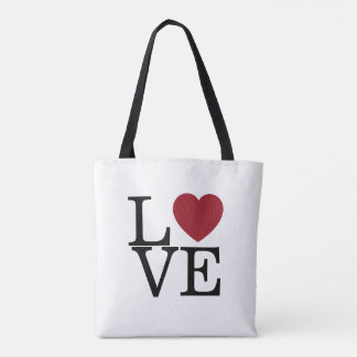 Bolsa Tote Ahava (amor) vermelho com inglês e coração
