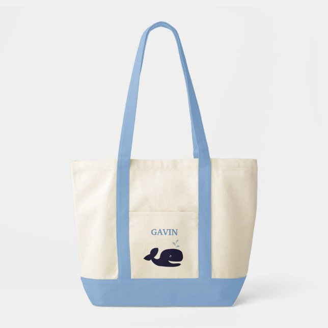 Bolsa Tote AHOY MATE Blue Whale Fralda Bag Personalizado (Frente)