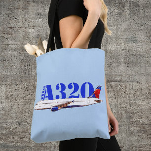 Bolsa Tote Airbus a320 Avião Desenho de Aquarela