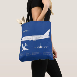 Bolsa Tote Airbus a380 - Planos de desenho do avião Blueprint
