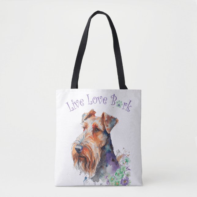 Bolsa Tote Airedale Dog Mãe Floral (Frente)