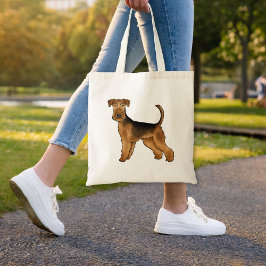 Bolsa Tote Airedale Terrier Cachorro de Desenho Animado Fofo 