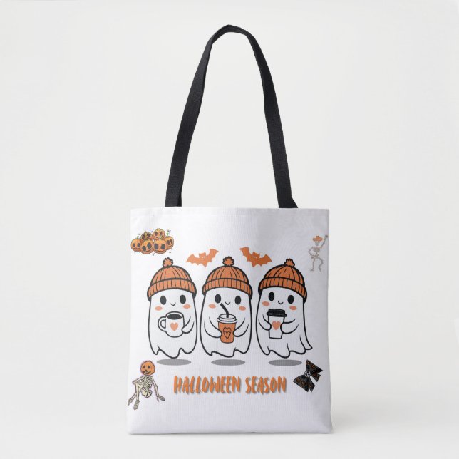 Bolsa Tote aison Halloween – fantômes café mignons (Frente)