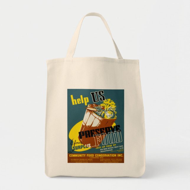 Bolsa Tote Ajude-nos a preservar a Comida (Frente)