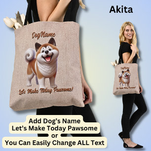 Bolsa Tote Akita - Adicionar o nome do cão, Alterar texto