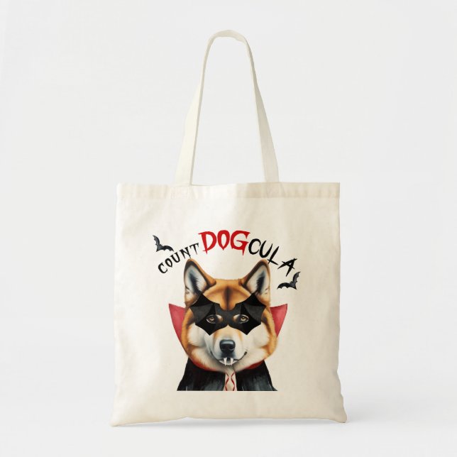 Bolsa Tote Akita Dog Vampire Trick ou Treine Halloween (Frente)