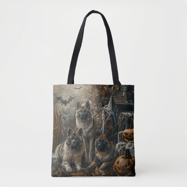 Bolsa Tote Akita Halloween Night Doggy Delight (Frente)