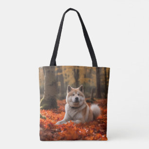 Bolsa Tote Akita no outono deixa cair inspirada