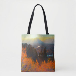 Bolsa Tote Álamos Dourados Acima do Rio Snake ao Pôr do Sol