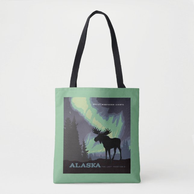 Bolsa Tote Alasca | Luzes de Norte Moose (Frente)