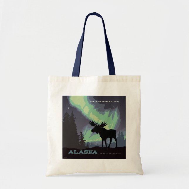 Bolsa Tote Alasca | Luzes de Norte Moose (Frente)