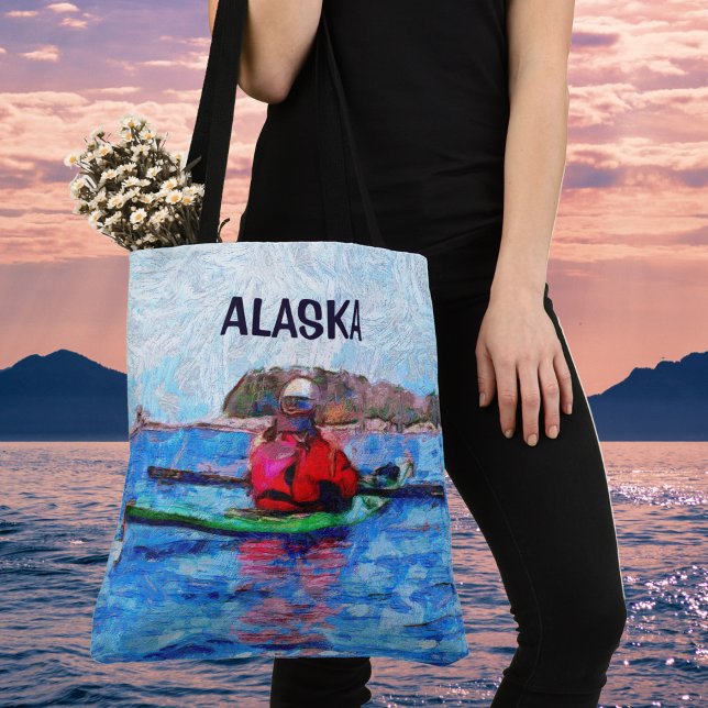 Bolsa Tote Alaska Barenoff Islands Kayaking Painterly (Criador carregado)