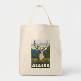 Bolsa Tote AlaskaCaribou nas viagens vintage selvagens