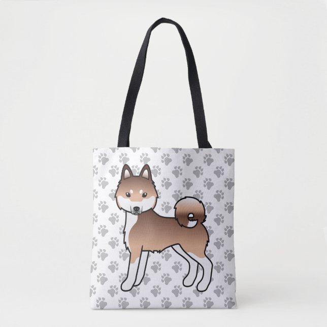 Bolsa Tote Alaskan Klee Kai Vermelho e Branco Cachorro Fofo & (Frente)