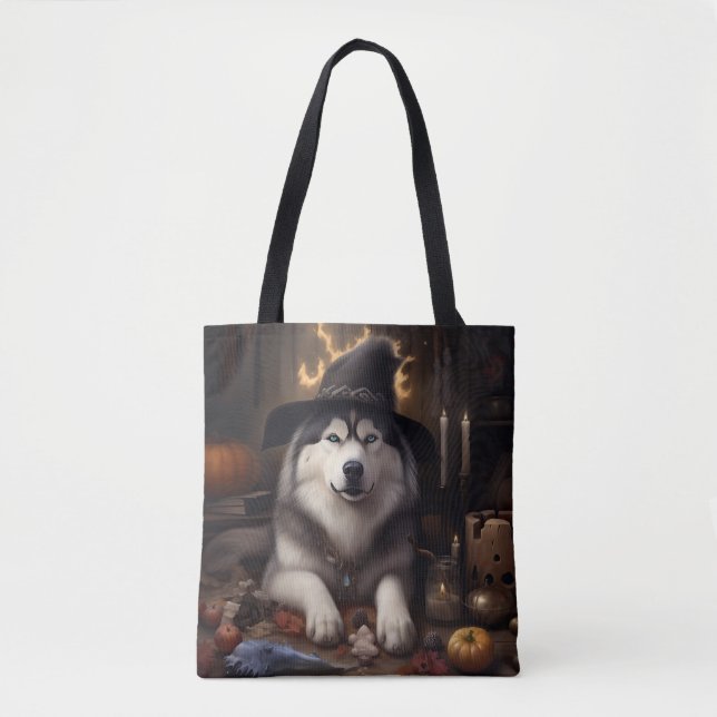 Bolsa Tote Alaskan Malamute Pumpkins Halloween Scary (Frente)
