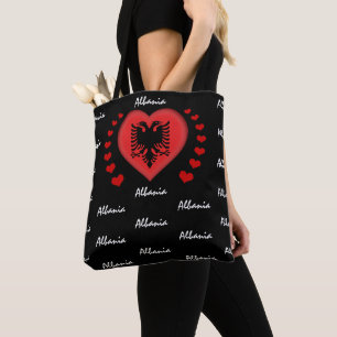 Bolsa Tote Albânia Flag & Heart, Albanian Flag fashion /spor