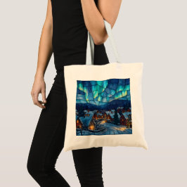 Bolsa Tote Aldeia de Inverno em Vidro Colorido Panorâmico