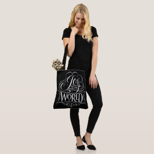 Bolsa Tote Alegria à caligrafia do quadro do Natal do mundo