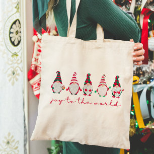 Bolsa Tote Alegria ao Mundo   Feliz Natal dos Gnomos