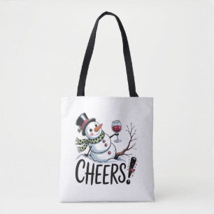 Bolsa Tote Alegria de Natal Boneco de Neve Cozinha Vinho Cozi