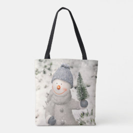 Bolsa Tote Alegria de Natal com Snowman Sorridente