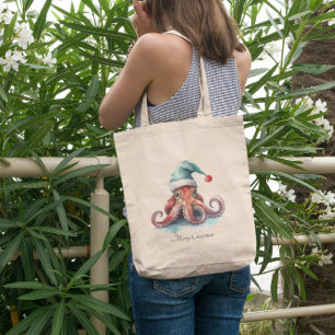 Bolsa Tote Alegria de Natal de Octopus, personalizada