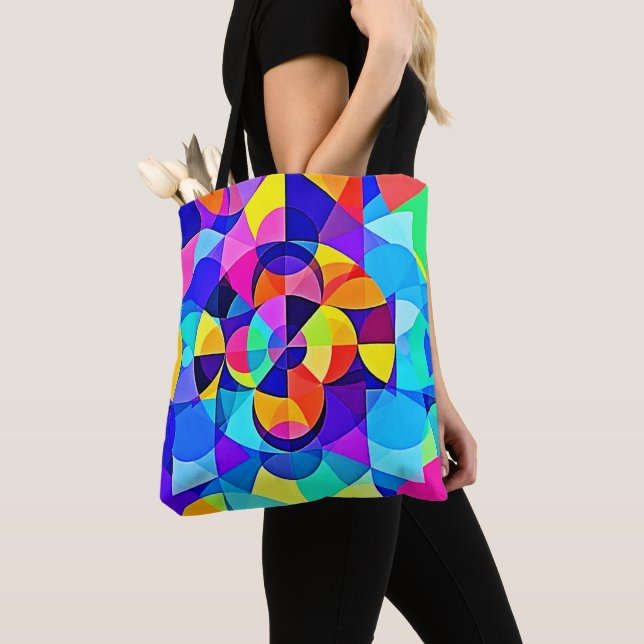 Bolsa Tote Alegria Geométrica Vibrante (Close Up)