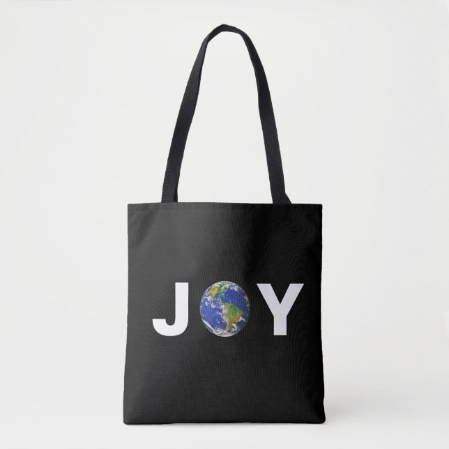 Bolsa Tote Alegria moderna da terra em preto (Frente)