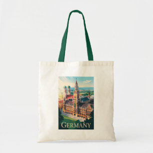 Bolsa Tote Alemanha Munique Ilustração Viagem Art Vintage