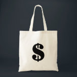Bolsa Tote Alfabeto simples do estêncil do sinal de dólar |<br><div class="desc">O dólar preto assina dentro o estilo do estêncil do vintage no fundo branco.
Clique sobre "personalizam-no" botão para personalizar o design escolhendo o que cor você gosta e adiciona mesmo de seu próprio texto.

Os artigos de harmonização estão igualmente disponíveis na loja.</div>
