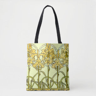 Bolsa Tote Alfonse Mucha Art Nouveau Lily Padrão Floral
