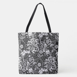 Bolsa Tote Alga de Nouveau da arte floral, preto e branco