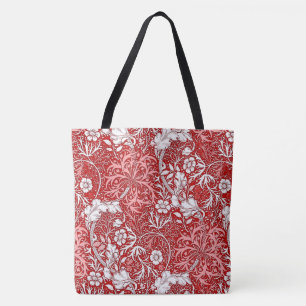 Bolsa Tote Alga de Nouveau da arte floral, vermelho escuro e