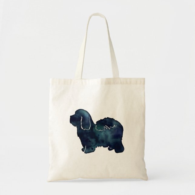 Bolsa Tote Algodão de Cachorro Negro (Frente)