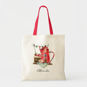 Bolsa Tote Algodão de Tea Kettle, um Contato de Aquarela Deli