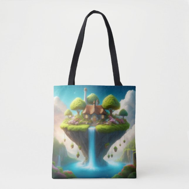 Bolsa Tote Algodão Inchantado Da Ilha Flutuante - Quant Whims (Frente)