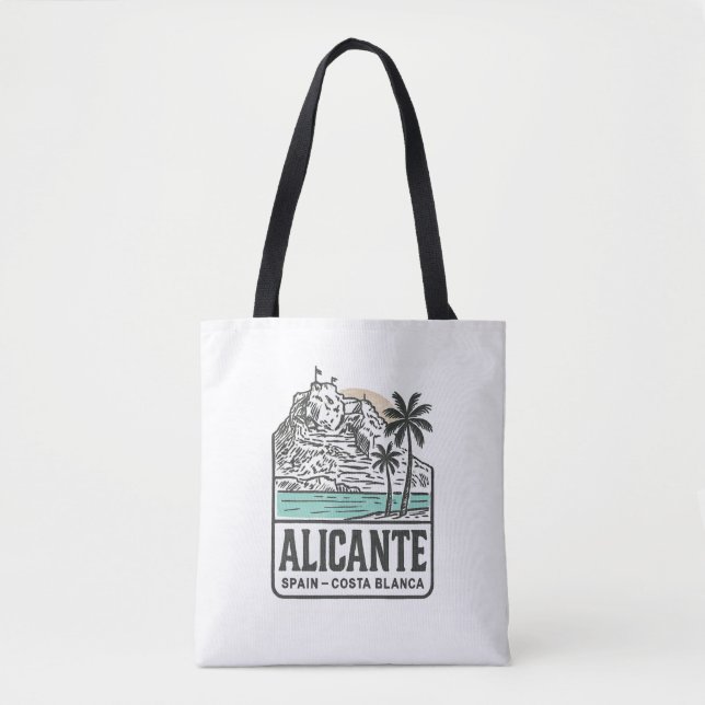 Bolsa Tote Alicante Sketch Santa Bárbara Castle Costa Blanca  (Frente)