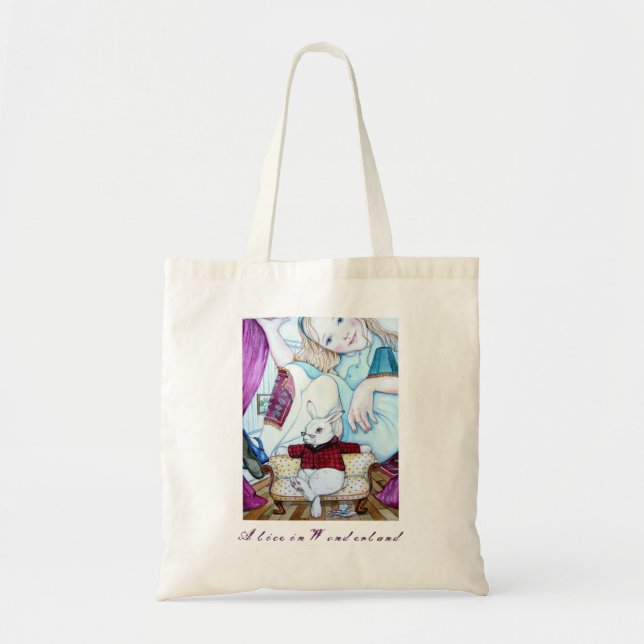 Bolsa Tote Alice e o coelho branco (Frente)