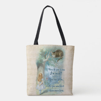 Bolsa Tote Alice em citações do país das maravilhas