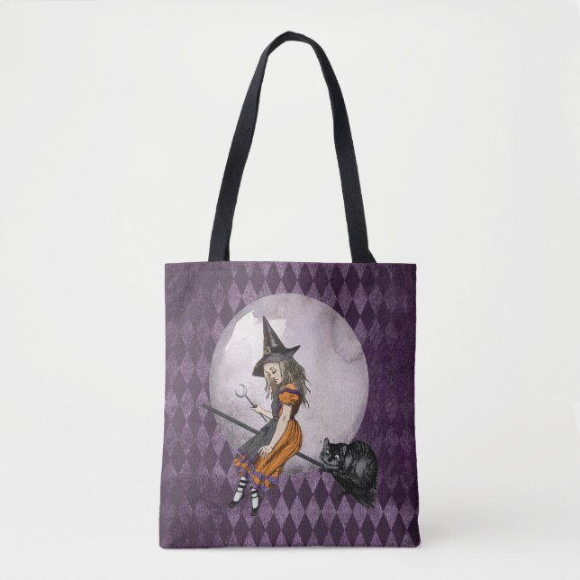 Bolsa Tote Alice no Dia das Bruxas em Wonderland Cheshire Cat (Frente)