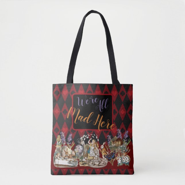 Bolsa Tote Alice no País das Maravilhas Mad Cheshire Cat (Frente)