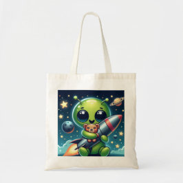 BOLSA TOTE ALIEN COM UM FOGUETE