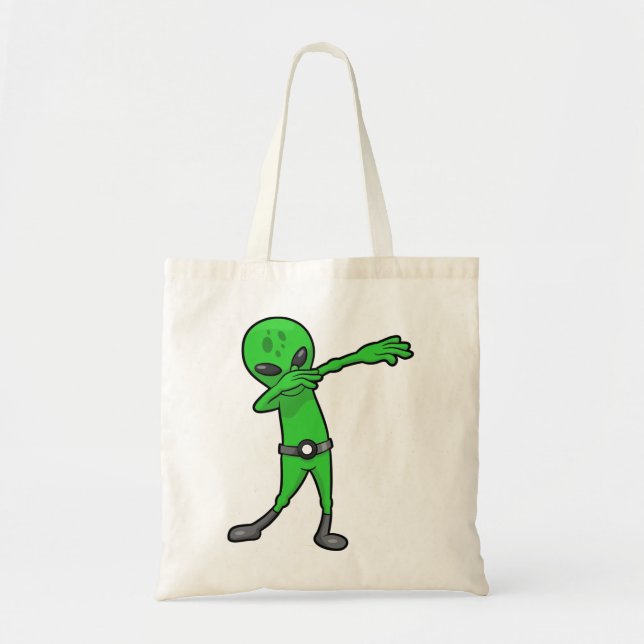 Bolsa Tote alienígena de dabbing halloween (Frente)