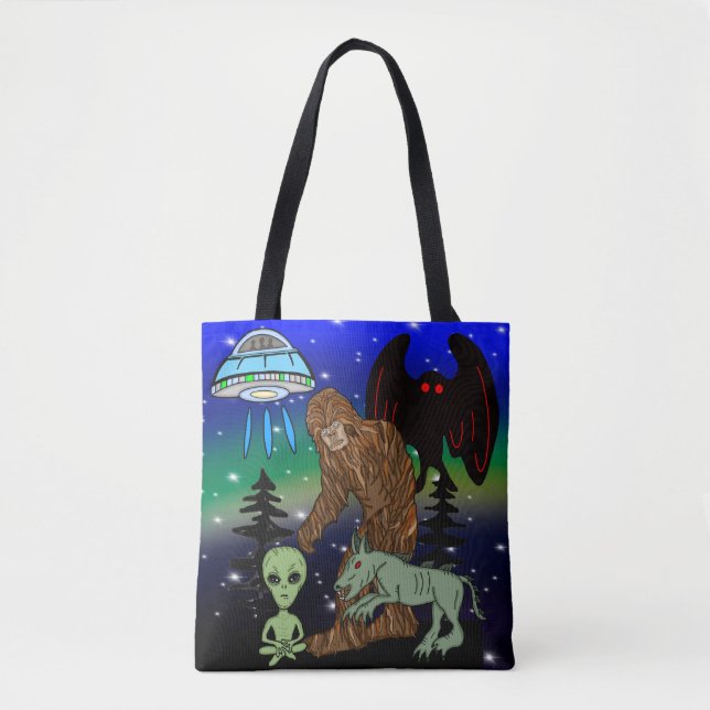 Bolsa Tote Alienígena de Pé Grande Criptid Mothman UFO Chupac (Frente)