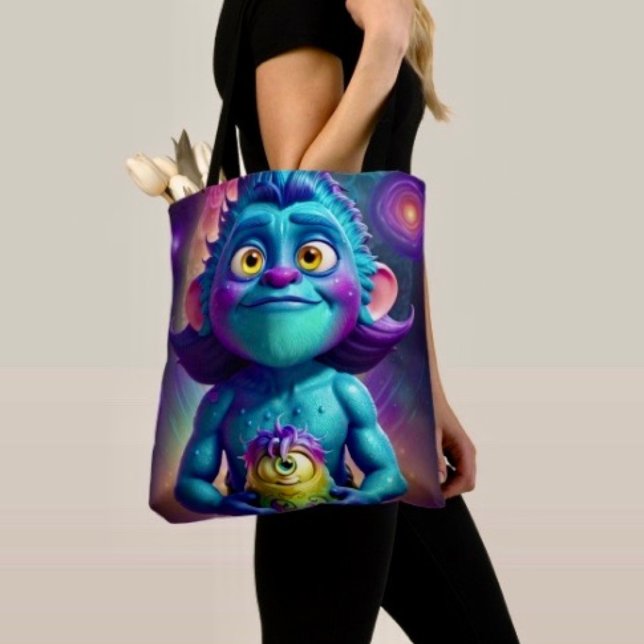 Bolsa Tote Alienígena do Espaço & Amigo (Tote Bag — 100% polyester, black laminated lining 100% cotton web hand. Made in the USA.)