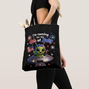 Bolsa Tote Alienígena Patriota Fogos de Artifício de 4 de Jul